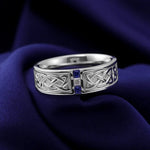 Men's 10K White Gold Sapphire Wedding Band - Ice Dazzle - VVX™ Lab Diamond - Wedding Ring