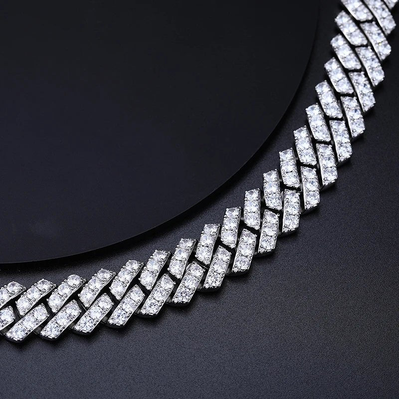 Moissanite 20mm Cuban Chain Necklace - Ice Dazzle - UltraLux™ Moissanite - Cuban Necklace