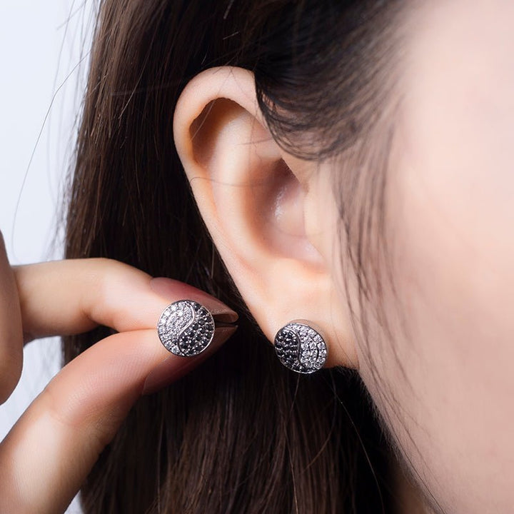 Moissanite Black & White Stud Earrings - Ice Dazzle - UltraLux™ Moissanite - Fashion Earrings