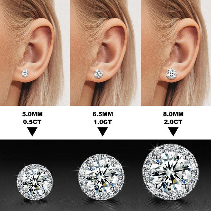 Moissanite Halo Stud Earrings - Ice Dazzle - UltraLux™ Moissanite - Earrings