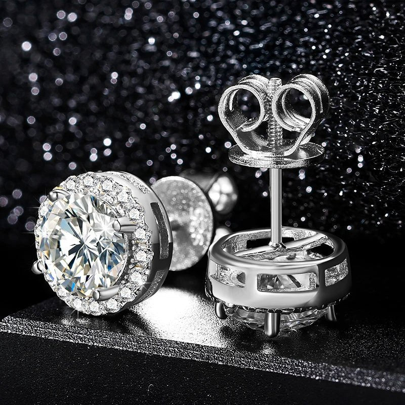 Moissanite Halo Stud Earrings - Ice Dazzle - UltraLux™ Moissanite - Earrings