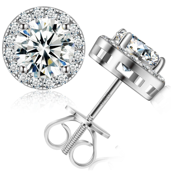 Moissanite Halo Stud Earrings - Ice Dazzle - UltraLux™ Moissanite - Earrings