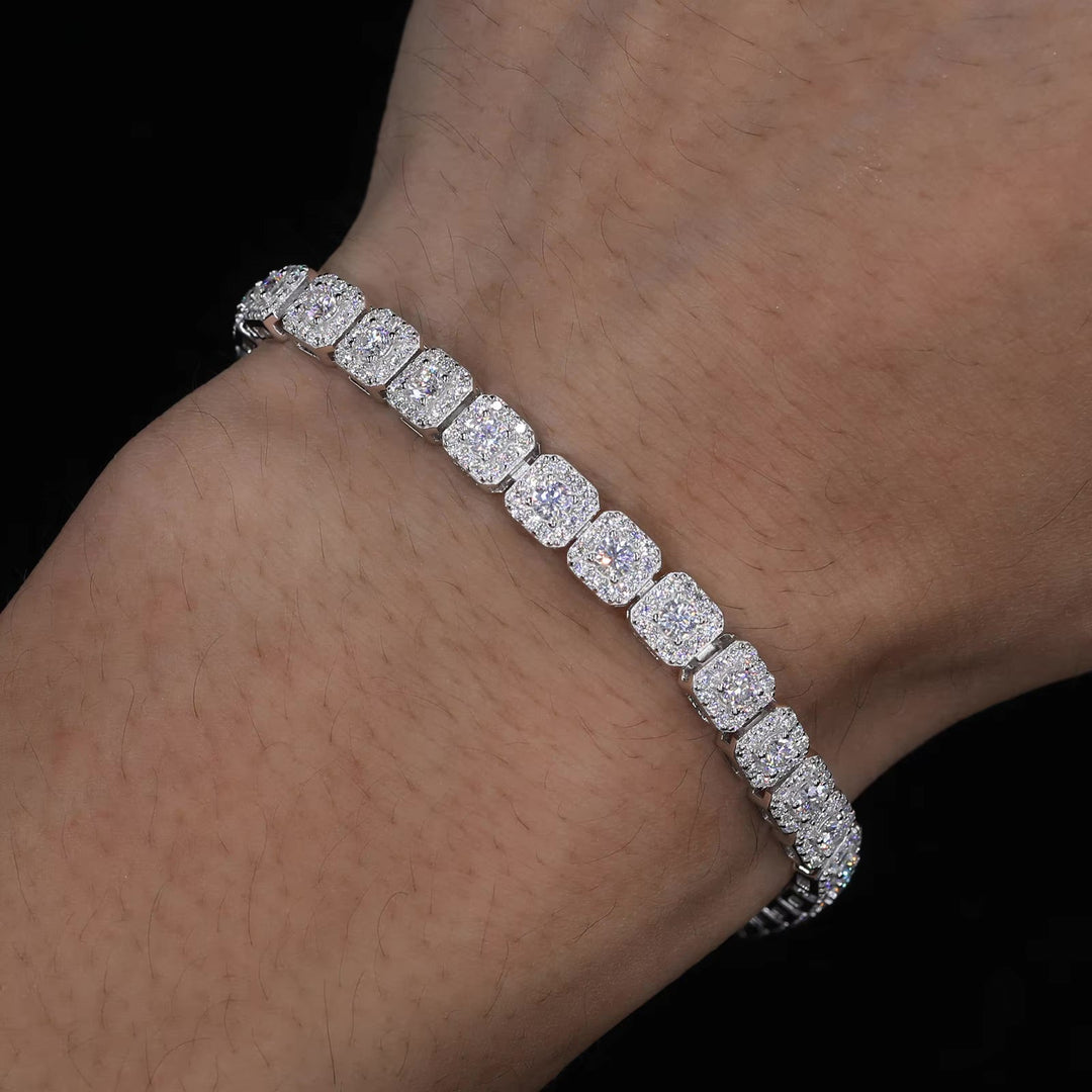 Moissanite Halo Tennis Bracelet - 6mm - Ice Dazzle - UltraLux™ Moissanite - Tennis Bracelet