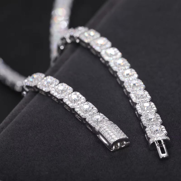 Moissanite Halo Tennis Bracelet - 6mm - Ice Dazzle - UltraLux™ Moissanite - Tennis Bracelet