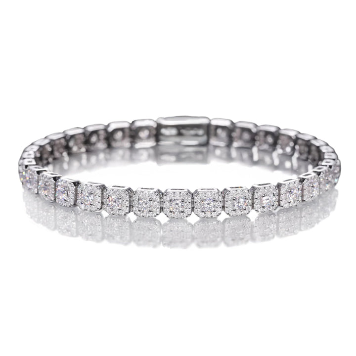 Moissanite Halo Tennis Bracelet - 6mm - Ice Dazzle - UltraLux™ Moissanite - Tennis Bracelet