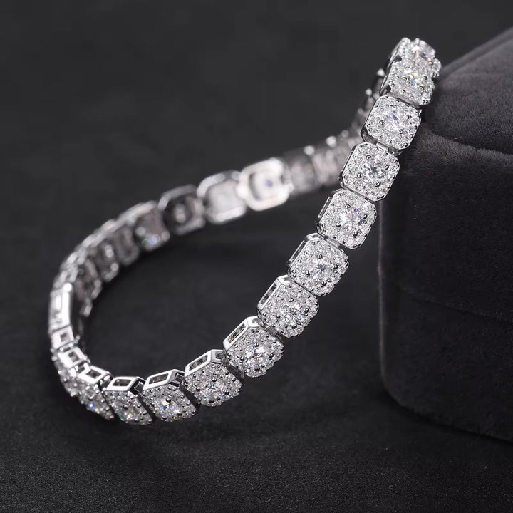 Moissanite Halo Tennis Bracelet - 6mm - Ice Dazzle - UltraLux™ Moissanite - Tennis Bracelet