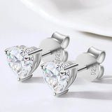 Moissanite Heart Stud Earrings - Ice Dazzle - UltraLux™ Moissanite - Studs