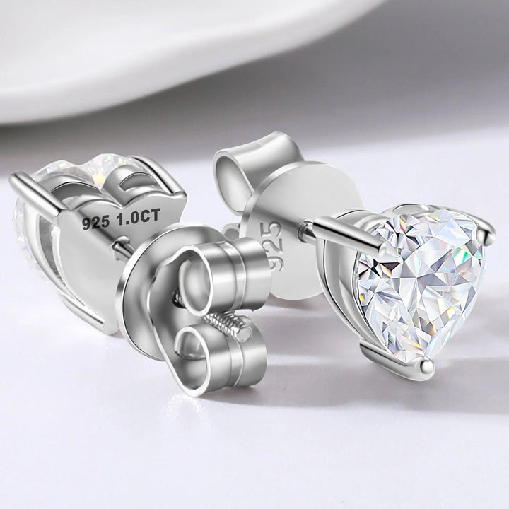 Moissanite Heart Stud Earrings - Ice Dazzle - UltraLux™ Moissanite - Studs