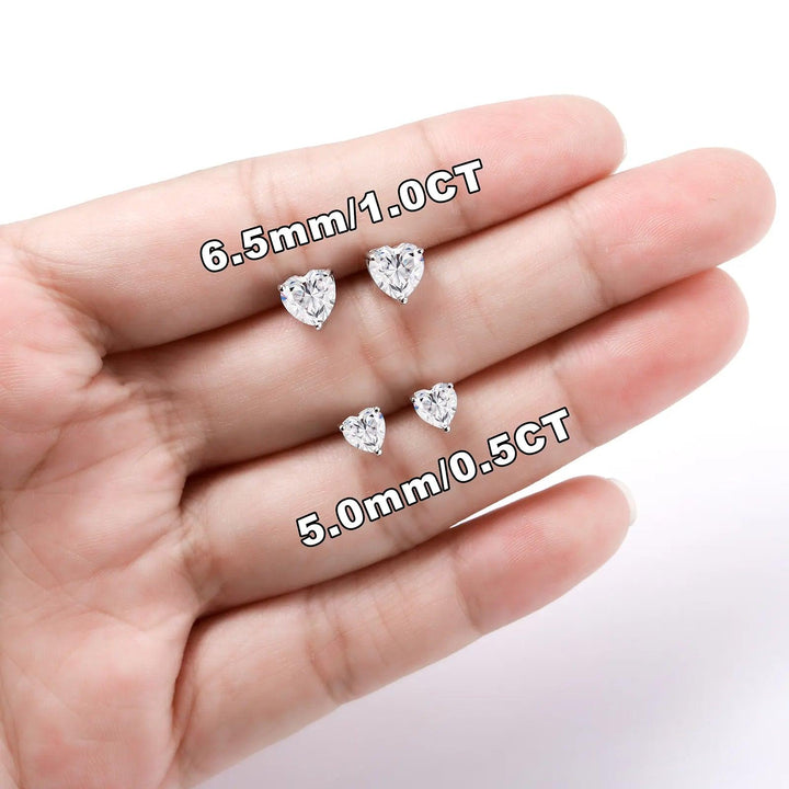 Moissanite Heart Stud Earrings - Ice Dazzle - UltraLux™ Moissanite - Studs