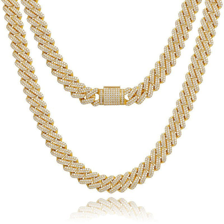 Moissanite Miami Cuban Chain Necklace - 15mm - Ice Dazzle - UltraLux™ Moissanite - Cuban Necklace