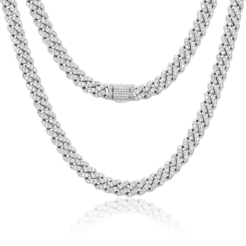 Moissanite Miami Cuban Chain Necklace - 8mm - Ice Dazzle - UltraLux™ Moissanite - Cuban Necklace