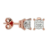 Nova Princess Stud Earrings - Rose Gold - Ice Dazzle - VVX™ Diamond - Solitaire Earrings