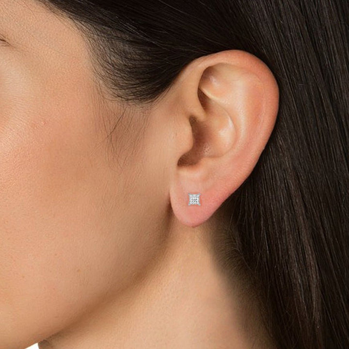Nova Princess Stud Earrings - White Gold - Ice Dazzle - VVX™ Diamond - Solitaire Earrings