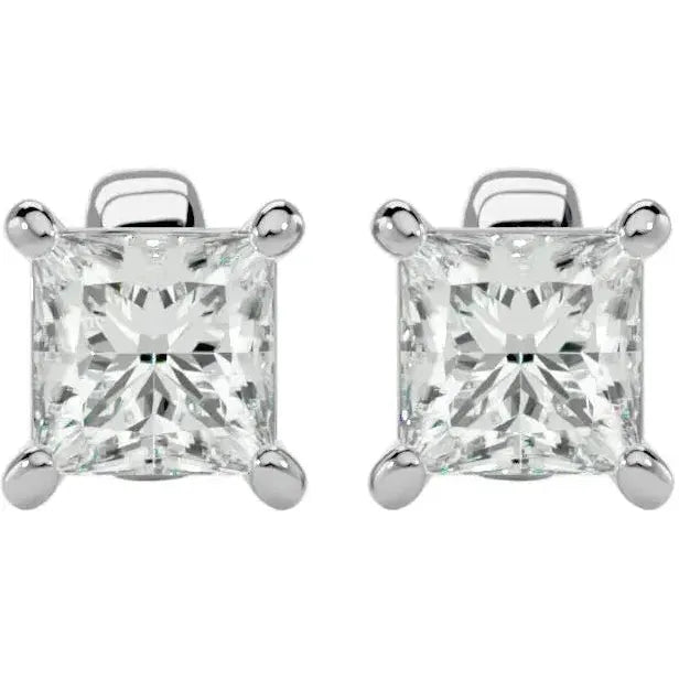Nova Princess Stud Earrings - White Gold - Ice Dazzle - VVX™ Diamond - Solitaire Earrings