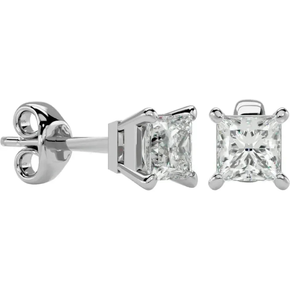 Nova Princess Stud Earrings - White Gold - Ice Dazzle - VVX™ Diamond - Solitaire Earrings