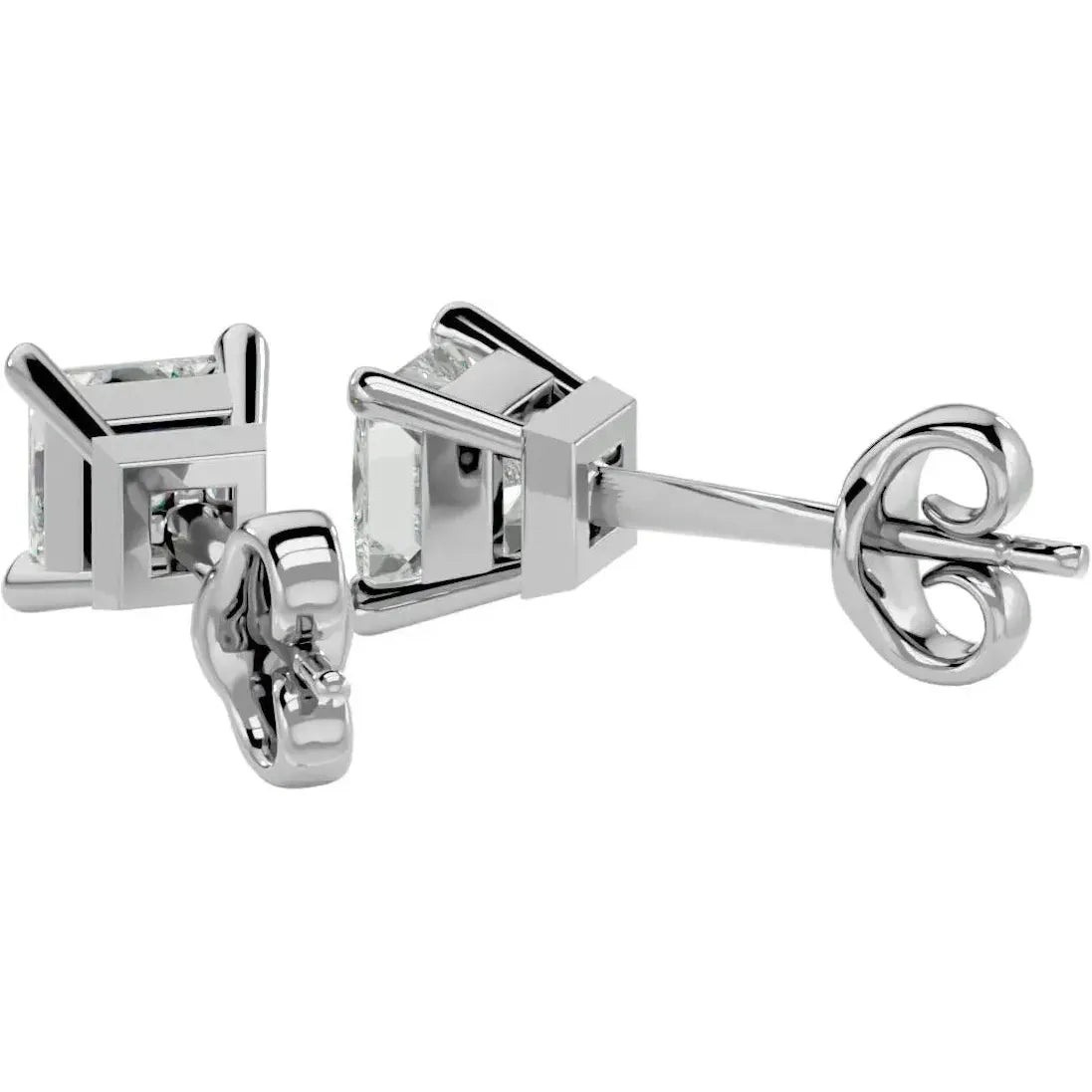 Nova Princess Stud Earrings - White Gold - Ice Dazzle - VVX™ Diamond - Solitaire Earrings