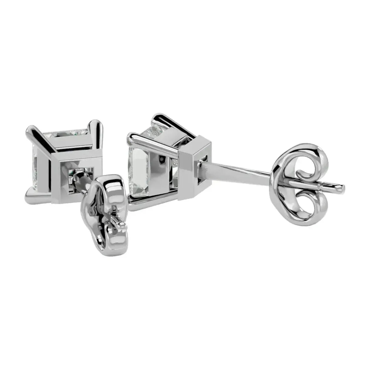 Nova Princess Stud Earrings - White Gold - Ice Dazzle - VVX™ Diamond - Solitaire Earrings