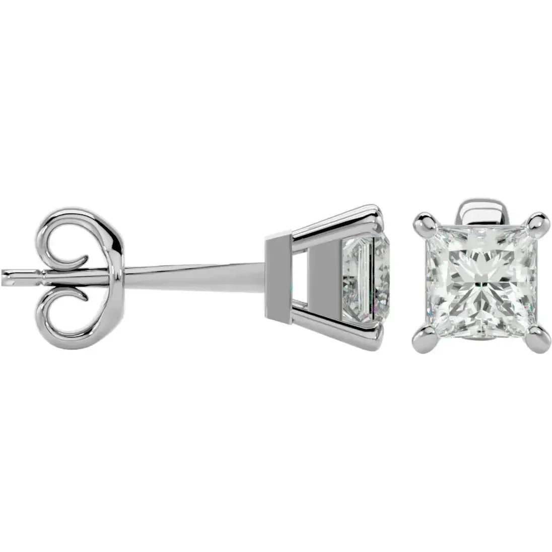 Nova Princess Stud Earrings - White Gold - Ice Dazzle - VVX™ Diamond - Solitaire Earrings