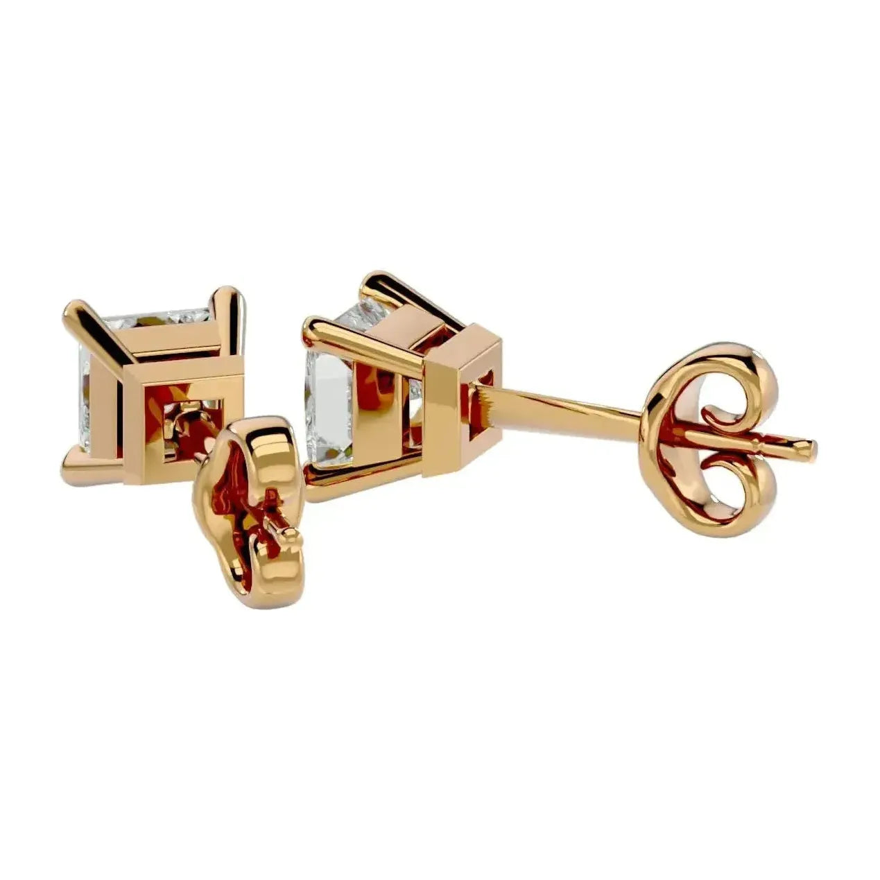 Nova Princess Stud Earrings - Yellow Gold - Ice Dazzle - VVX™ Diamond - Solitaire Earrings