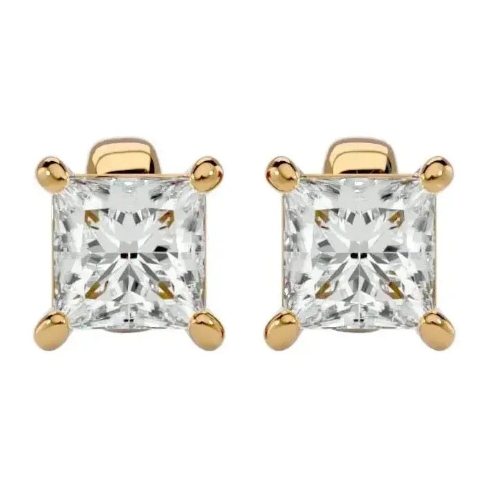 Nova Princess Stud Earrings - Yellow Gold - Ice Dazzle - VVX™ Diamond - Solitaire Earrings