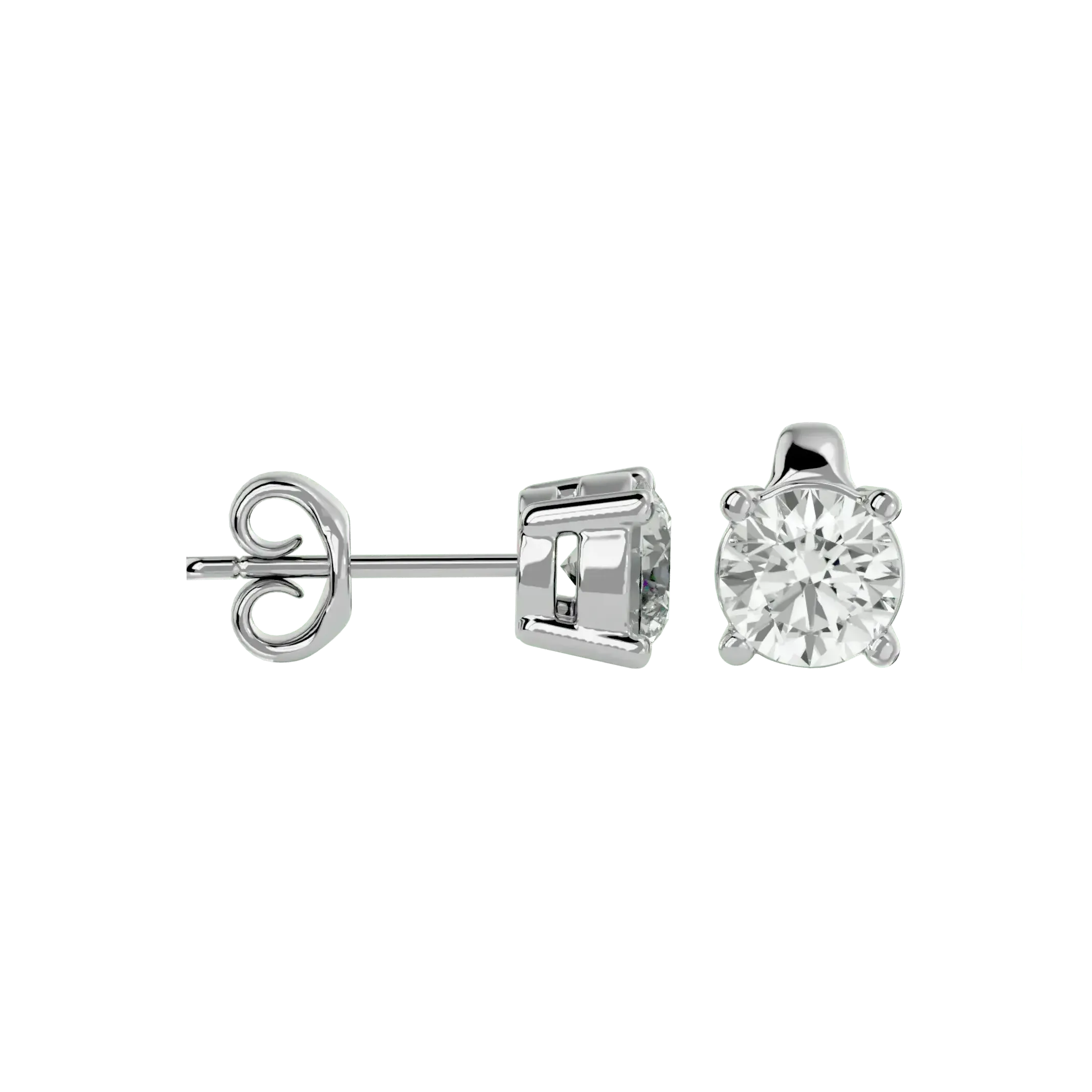 Polaris Round Stud Earrings - White Gold - Ice Dazzle - VVX™ Diamond - Solitaire Earrings