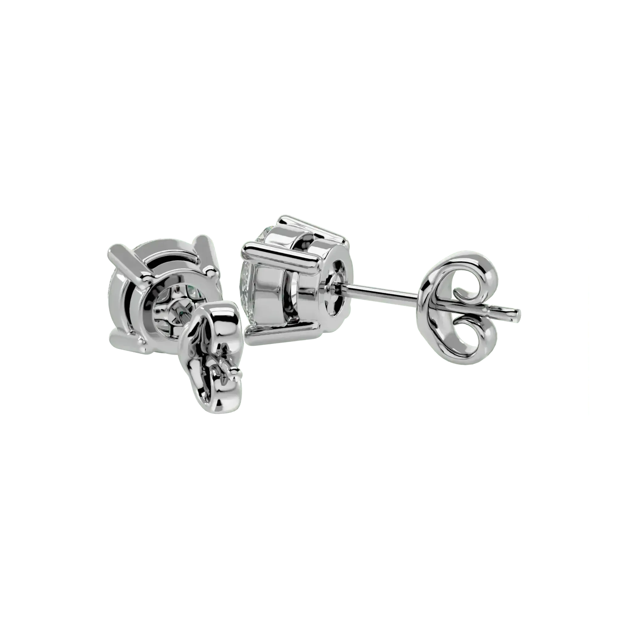 Polaris Round Stud Earrings - White Gold - Ice Dazzle - VVX™ Diamond - Solitaire Earrings