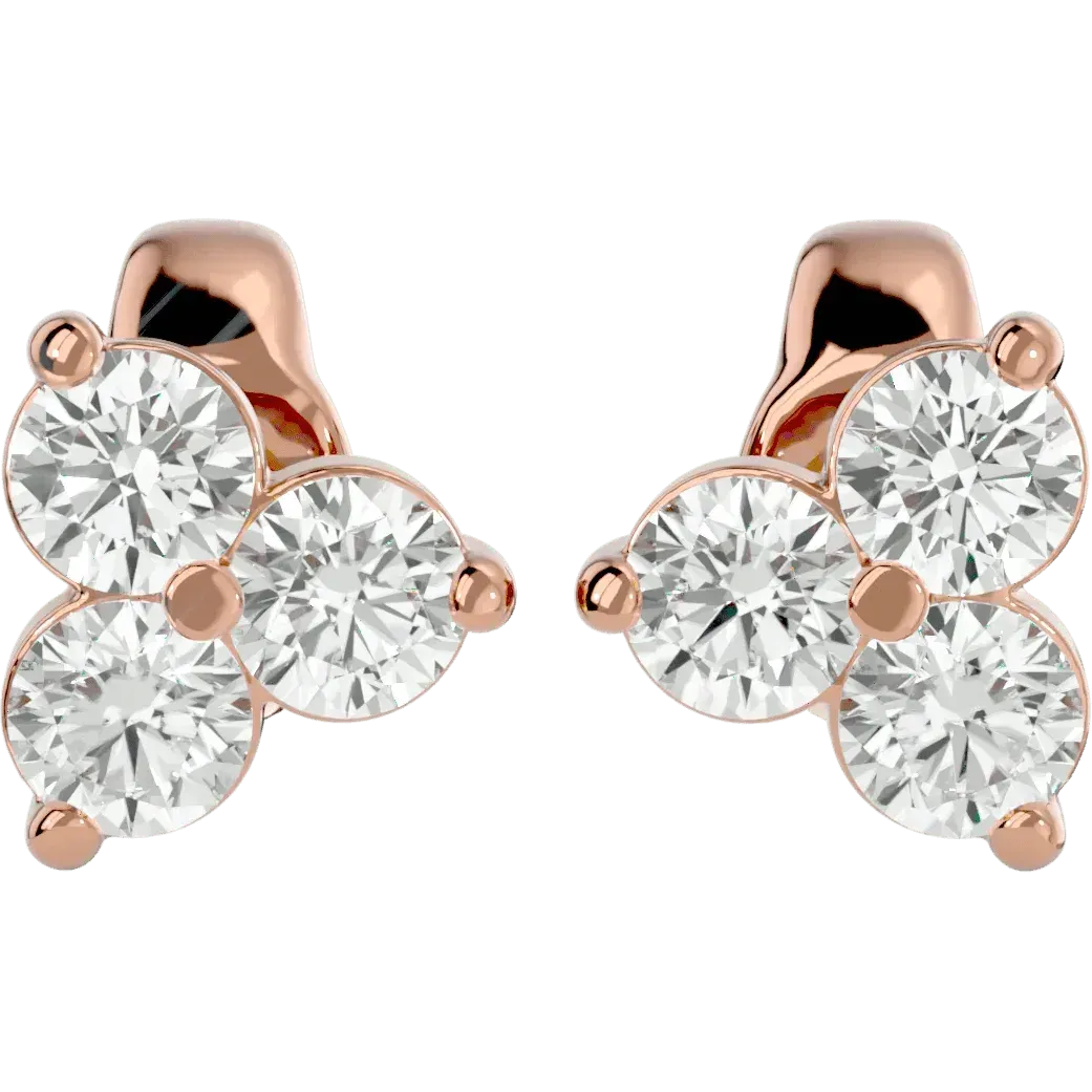 Polestar Round Earrings - Rose Gold - Ice Dazzle - VVX™ Diamond - Solitaire Earrings