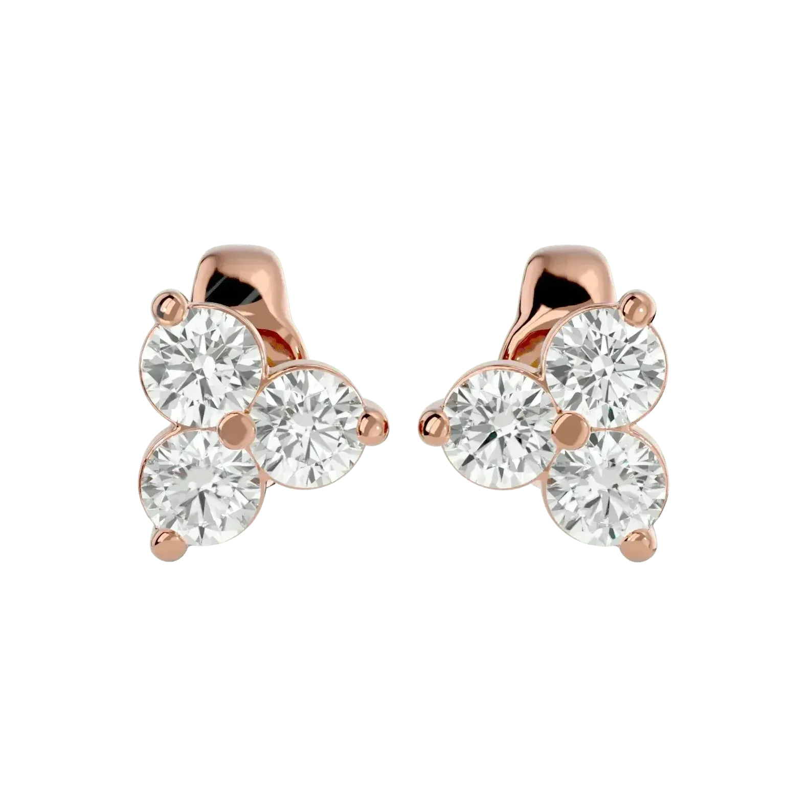 Polestar Round Earrings - Rose Gold - Ice Dazzle - VVX™ Diamond - Solitaire Earrings