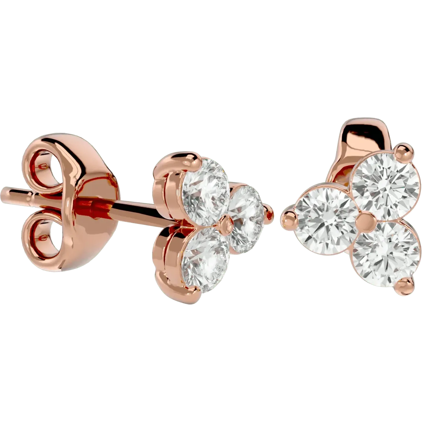 Polestar Round Earrings - Rose Gold - Ice Dazzle - VVX™ Diamond - Solitaire Earrings