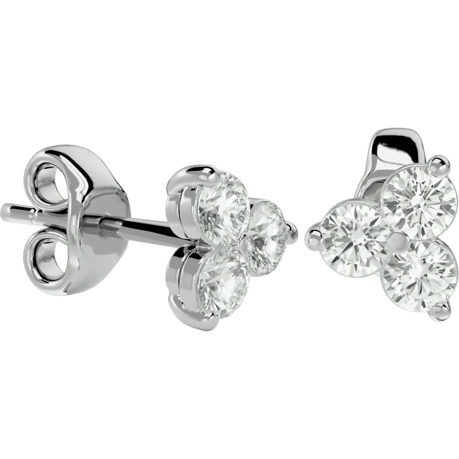 Polestar Round Stud Earrings - White Gold - Ice Dazzle - VVX™ Diamond - Solitaire Earrings