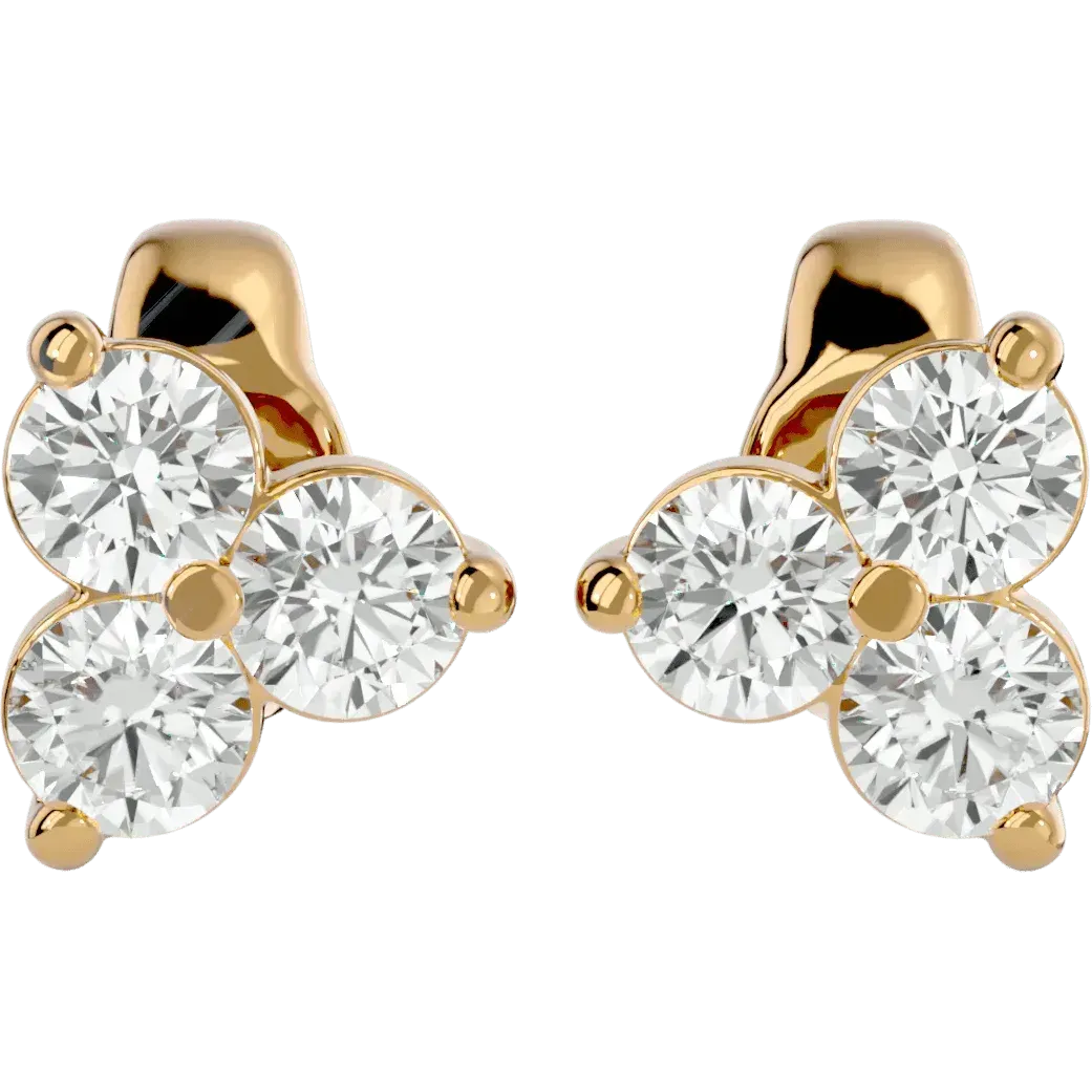 Polestar Round Stud Earrings - Yellow Gold - Ice Dazzle - VVX™ Diamond - Solitaire Earrings