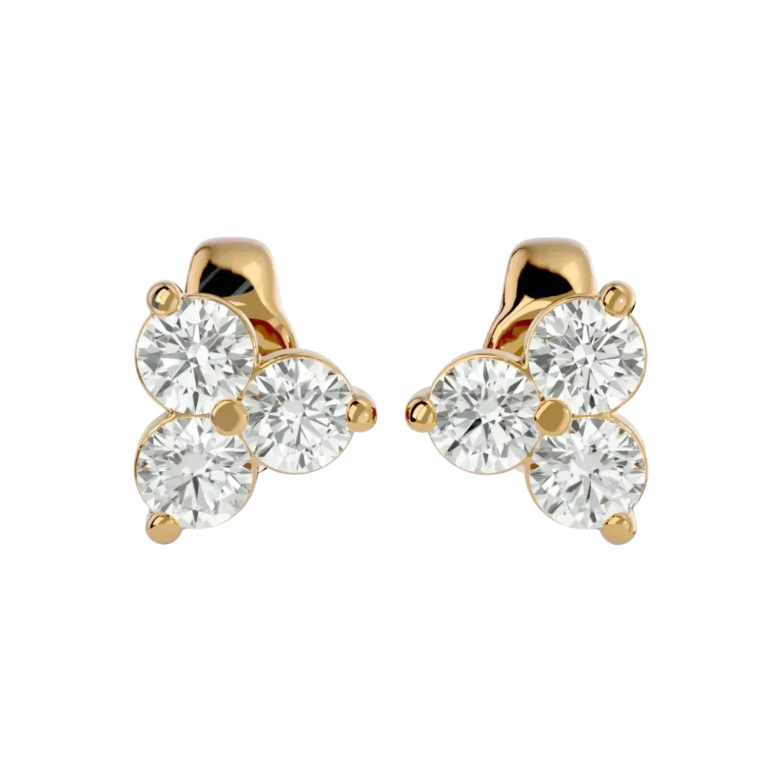 Polestar Round Stud Earrings - Yellow Gold - Ice Dazzle - VVX™ Diamond - Solitaire Earrings