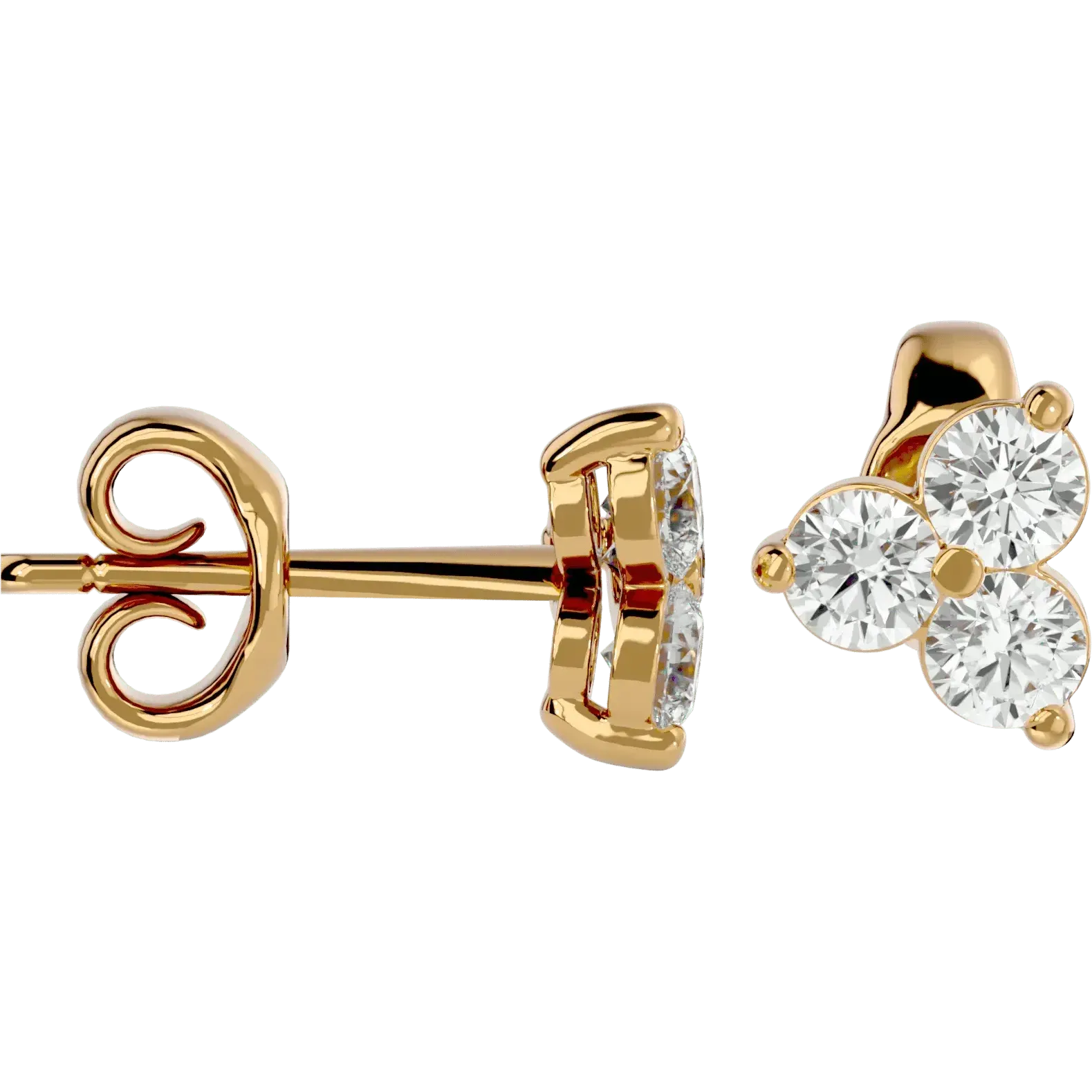 Polestar Round Stud Earrings - Yellow Gold - Ice Dazzle - VVX™ Diamond - Solitaire Earrings