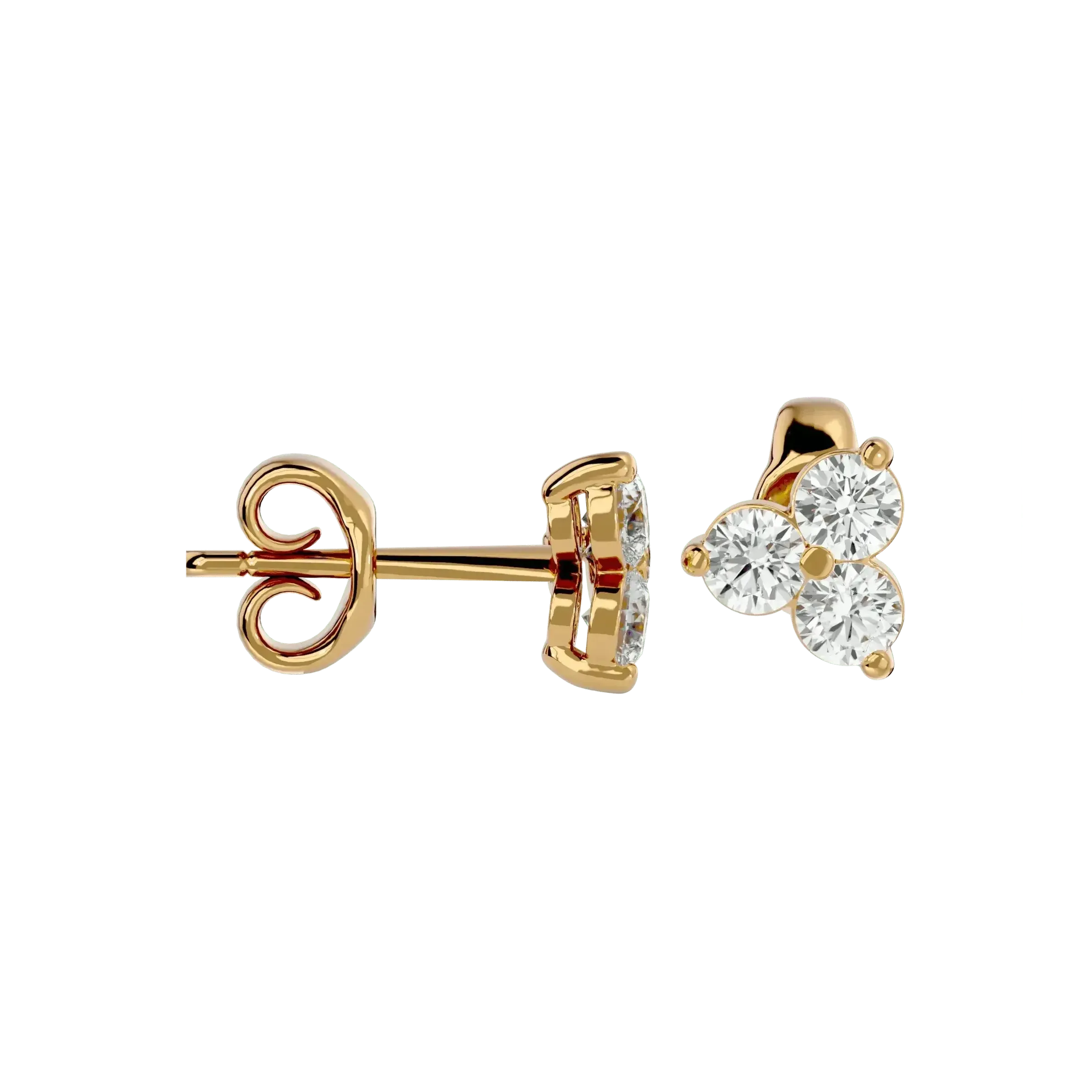Polestar Round Stud Earrings - Yellow Gold - Ice Dazzle - VVX™ Diamond - Solitaire Earrings