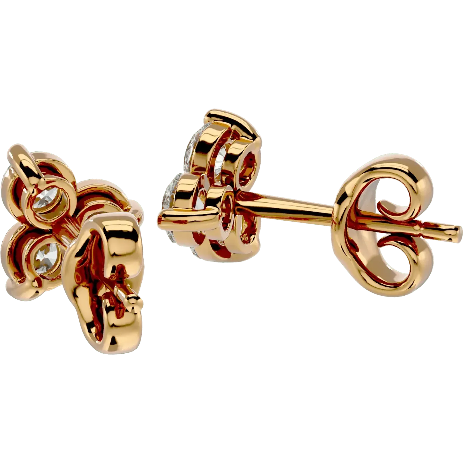 Polestar Round Stud Earrings - Yellow Gold - Ice Dazzle - VVX™ Diamond - Solitaire Earrings