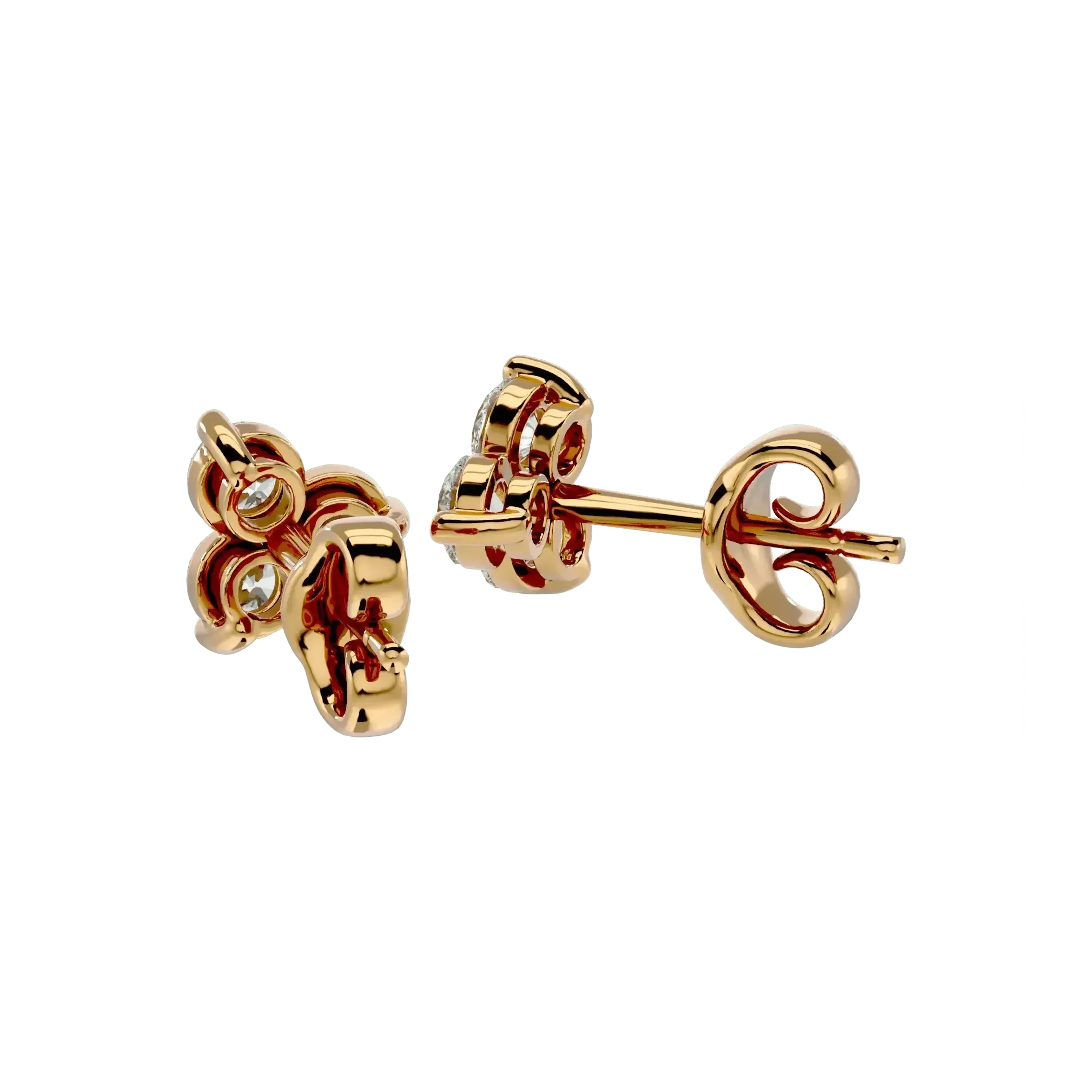 Polestar Round Stud Earrings - Yellow Gold - Ice Dazzle - VVX™ Diamond - Solitaire Earrings