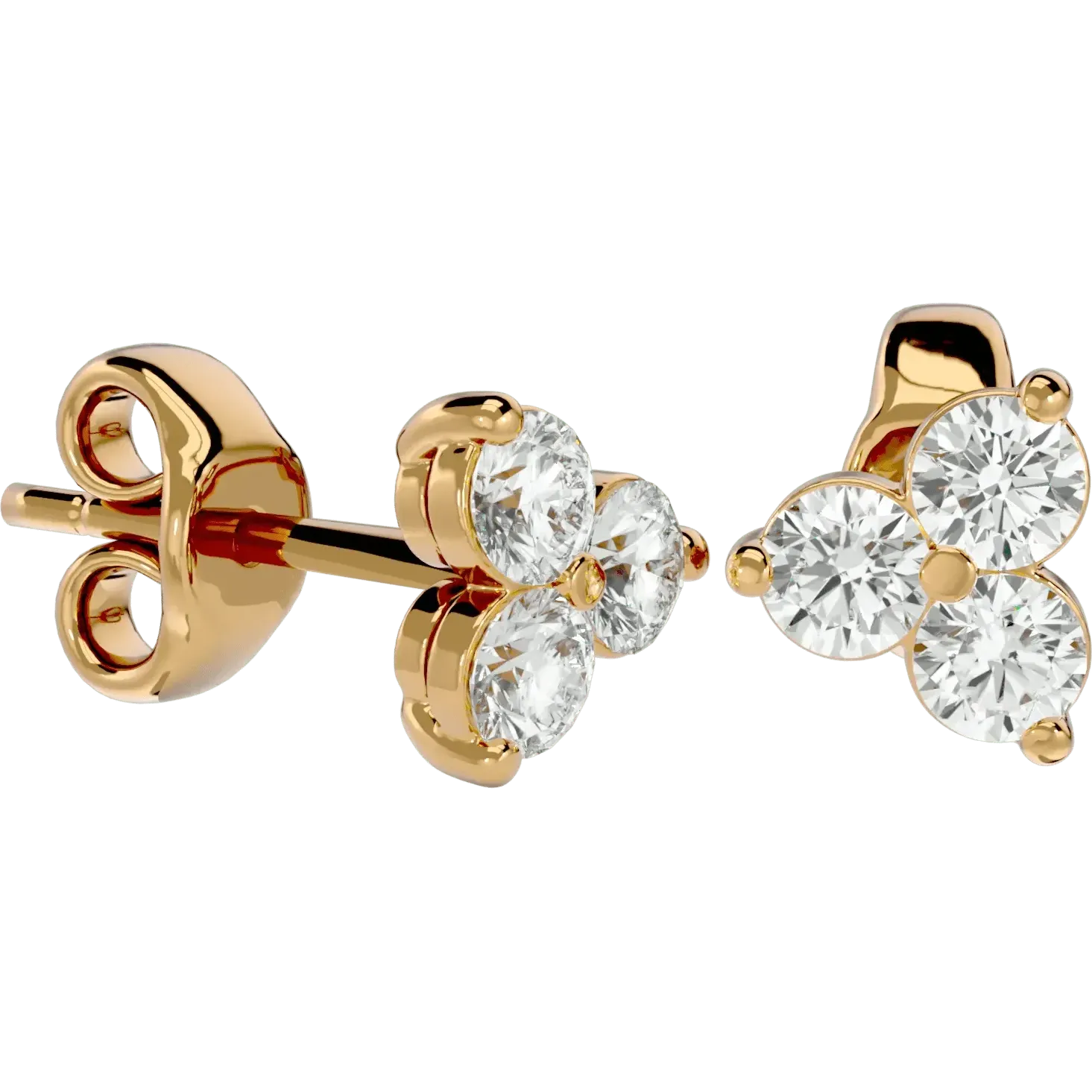 Polestar Round Stud Earrings - Yellow Gold - Ice Dazzle - VVX™ Diamond - Solitaire Earrings