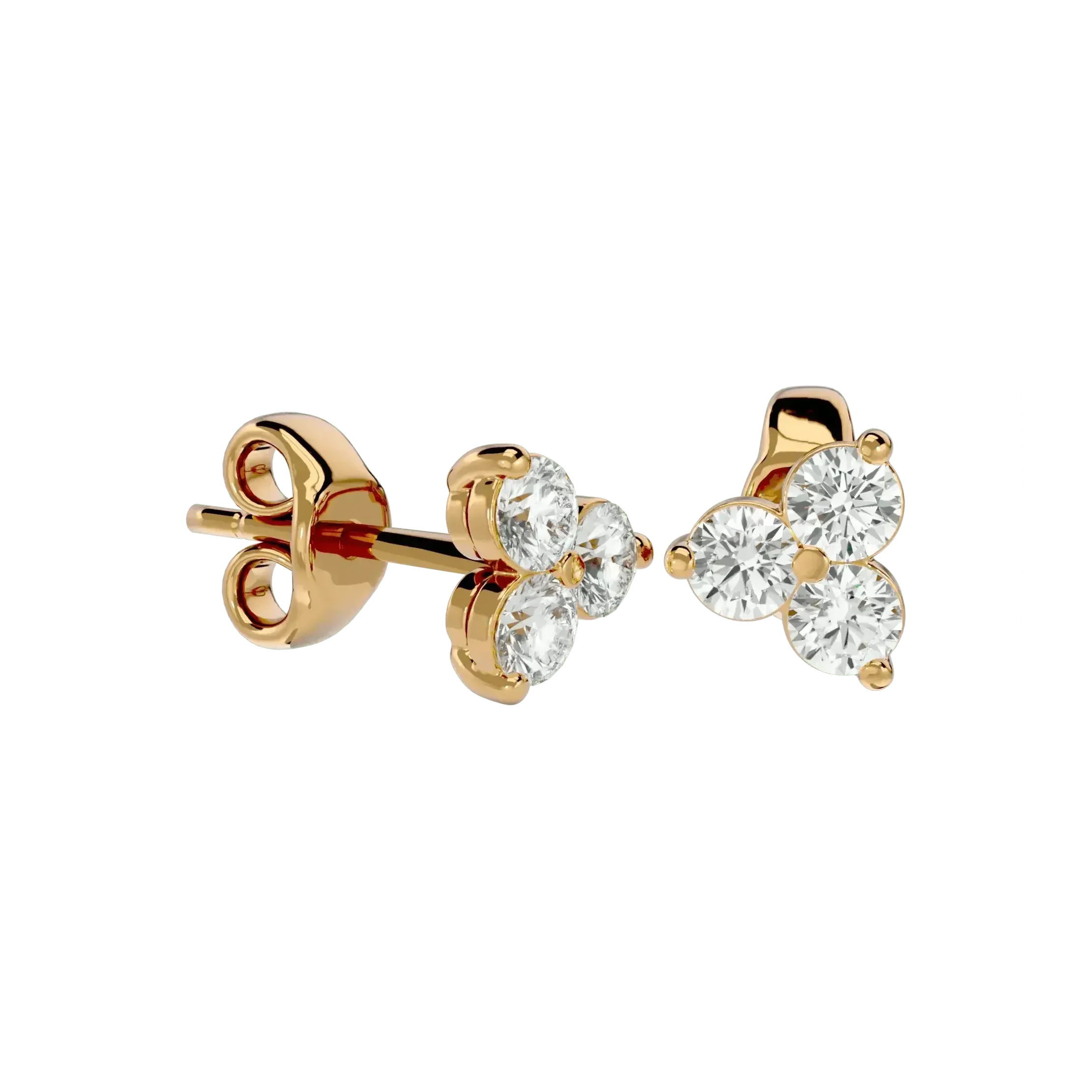 Polestar Round Stud Earrings - Yellow Gold - Ice Dazzle - VVX™ Diamond - Solitaire Earrings