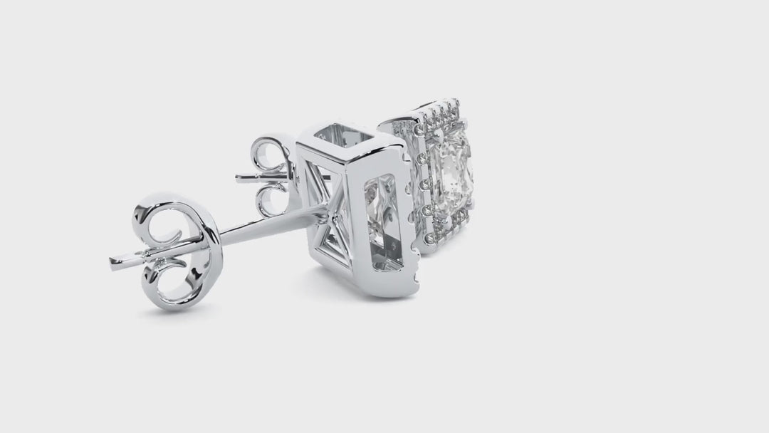 Deneb Round Stud Earrings ( 1.2 ct. tw.) - 14K White Gold