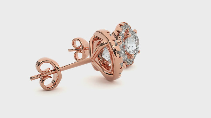 Sirius Round Stud Earrings ( 1 ct. tw.) - 14K Rose Gold