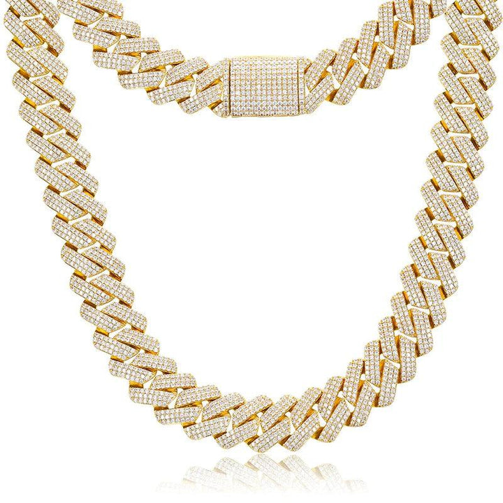 Prong Link Cuban Chain Necklace - Ice Dazzle - UltraLux™ Moissanite - Cuban Necklace