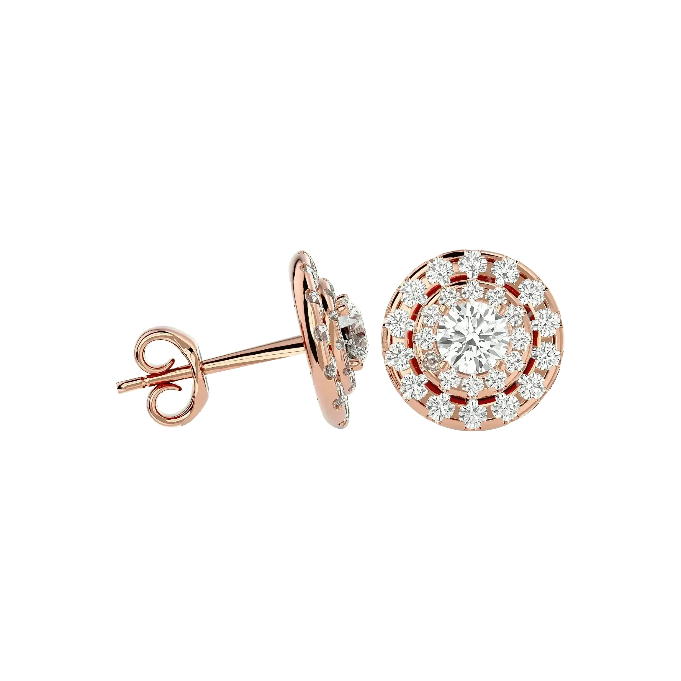 Rigel Round Stud Earrings - Rose Gold - Ice Dazzle - VVX™ Diamond - Solitaire Earrings