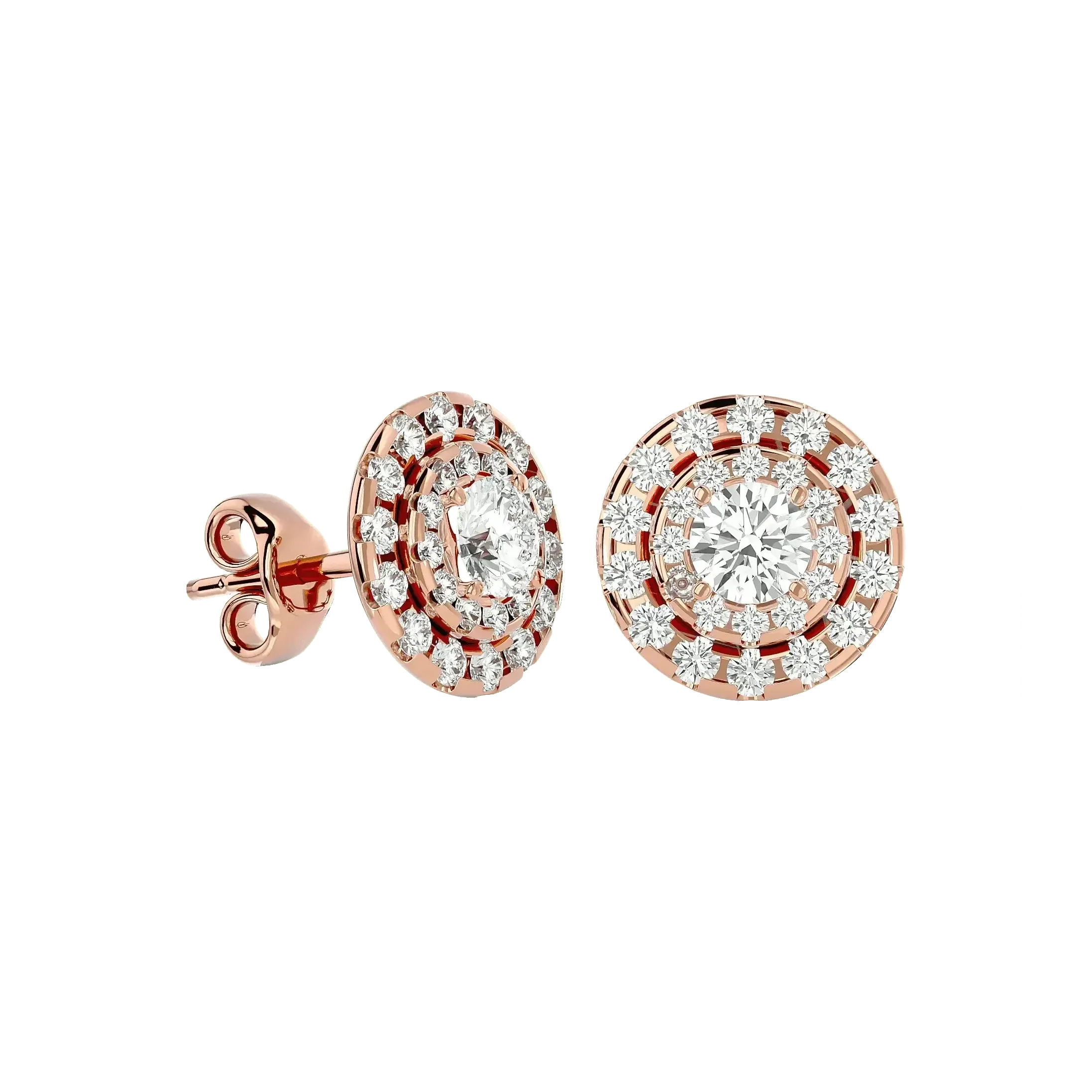 Rigel Round Stud Earrings - Rose Gold - Ice Dazzle - VVX™ Diamond - Solitaire Earrings