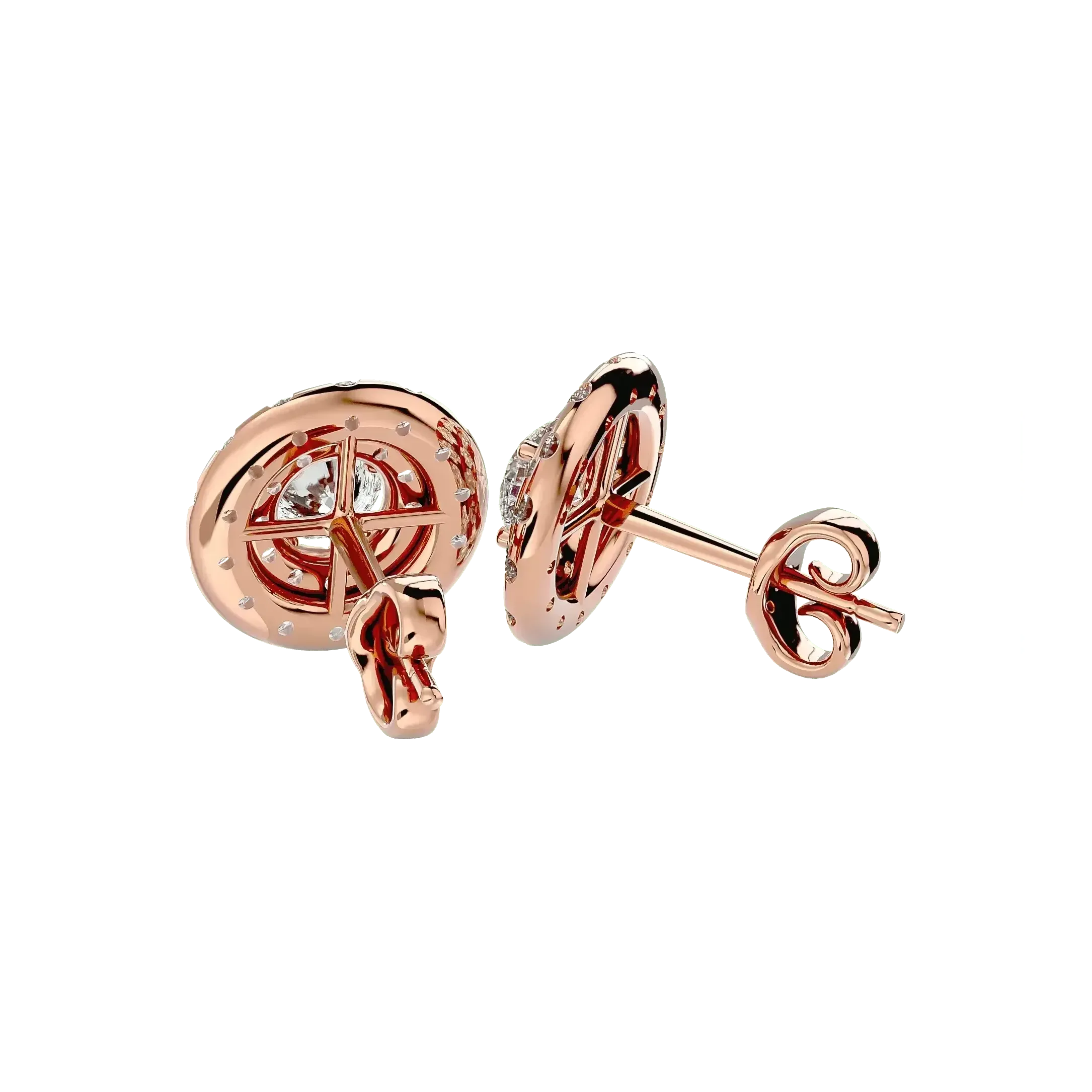 Rigel Round Stud Earrings - Rose Gold - Ice Dazzle - VVX™ Diamond - Solitaire Earrings