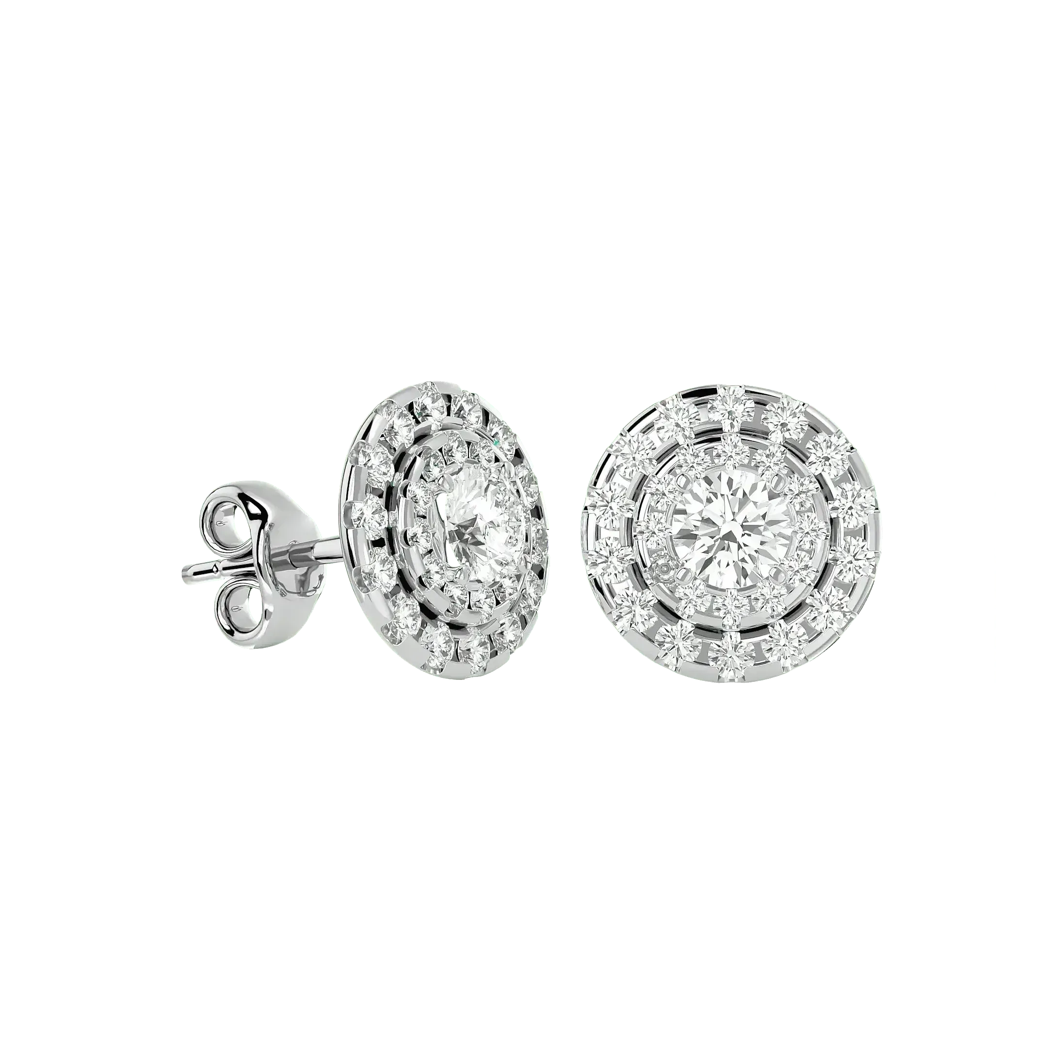 Rigel Round Stud Earrings - White Gold - Ice Dazzle - VVX™ Diamond - Solitaire Earrings