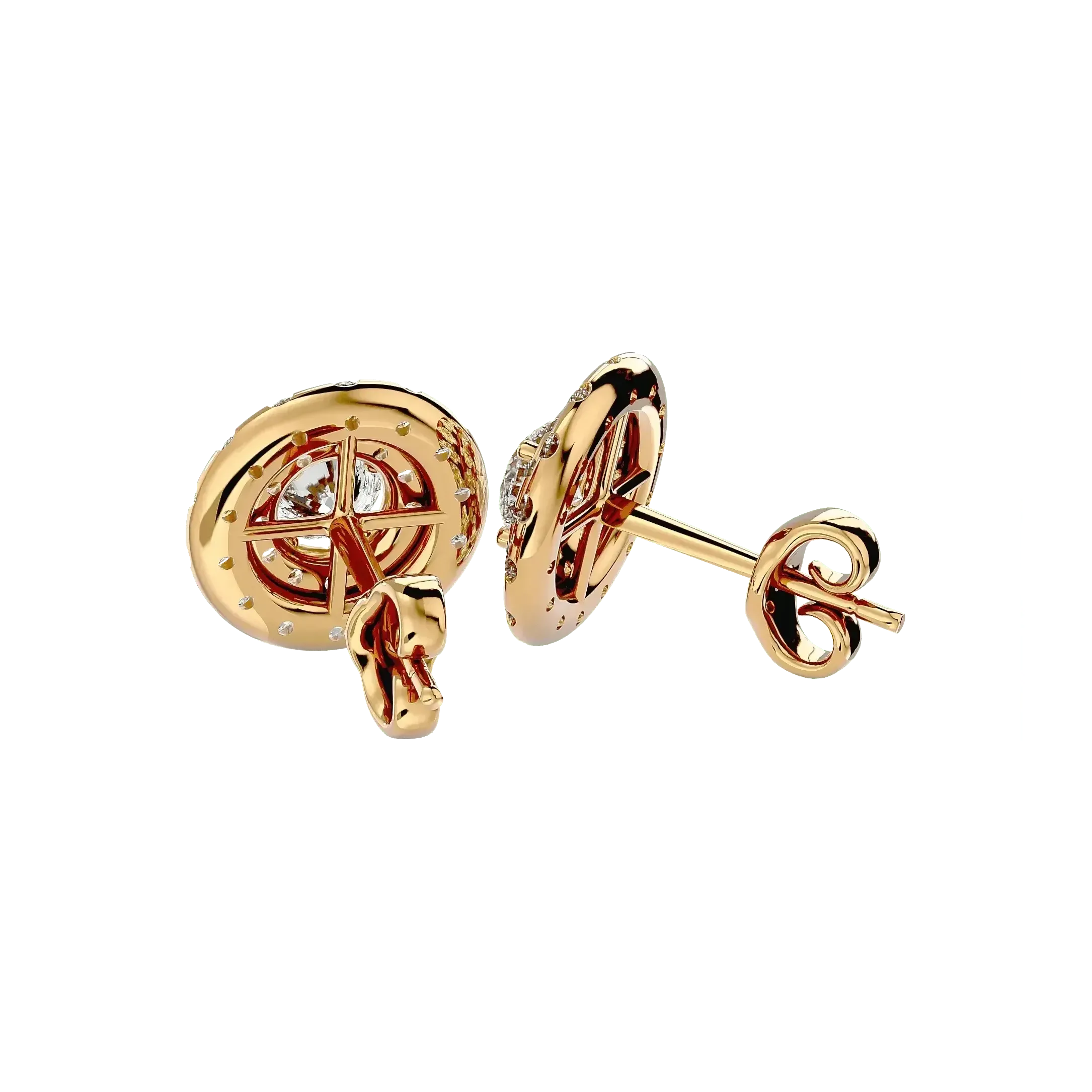 Rigel Round Stud Earrings - Yellow Gold - Ice Dazzle - VVX™ Diamond - Solitaire Earrings