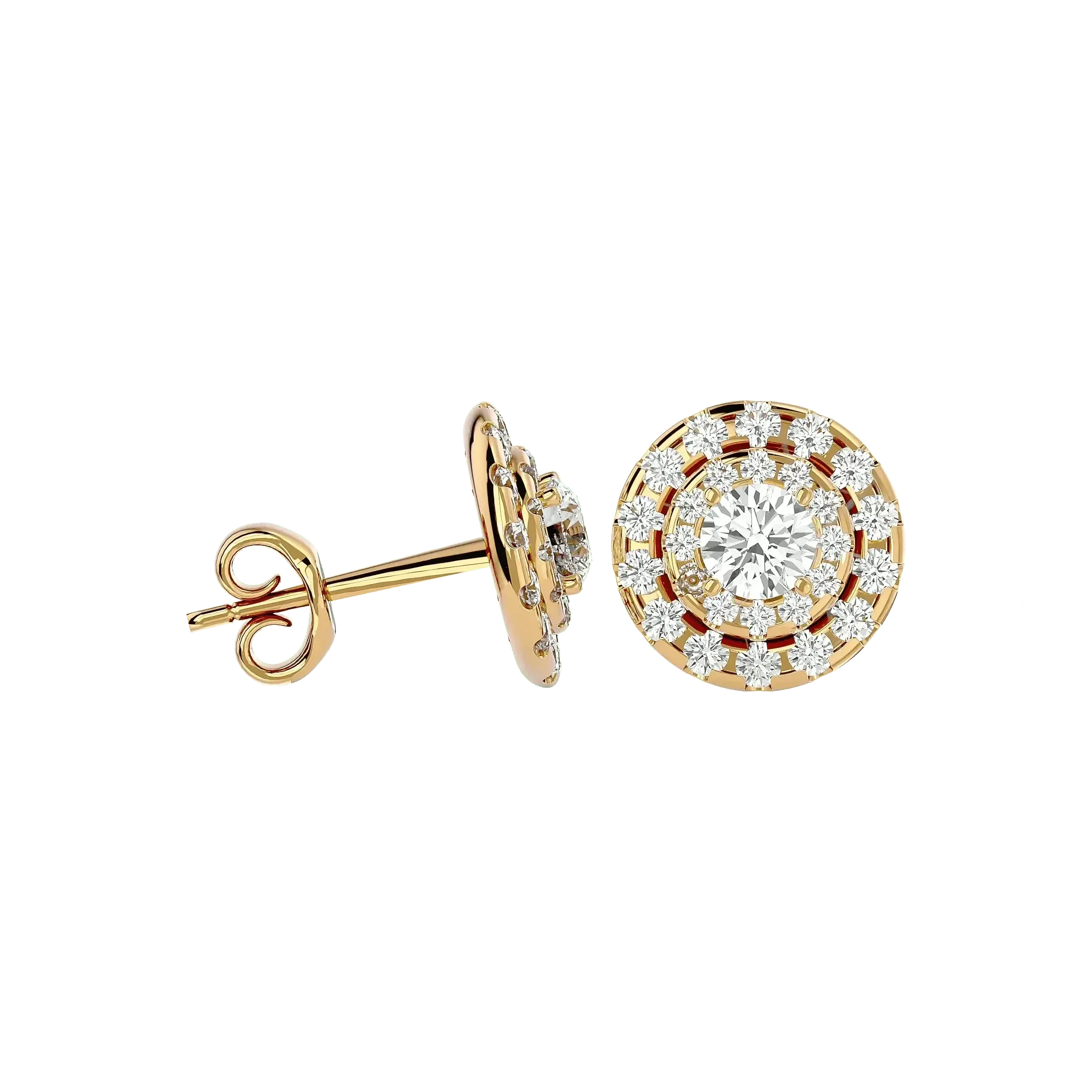 Rigel Round Stud Earrings - Yellow Gold - Ice Dazzle - VVX™ Diamond - Solitaire Earrings