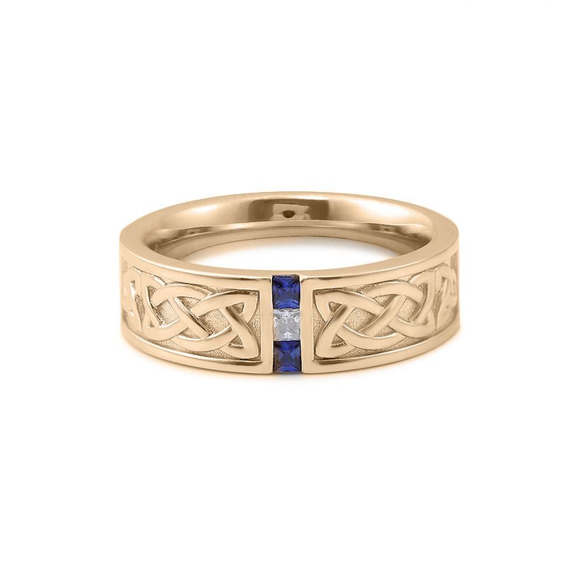 Sapphire & Lab Diamond Men's Wedding Band - Ice Dazzle - VVX™ Lab Diamond - Wedding Ring