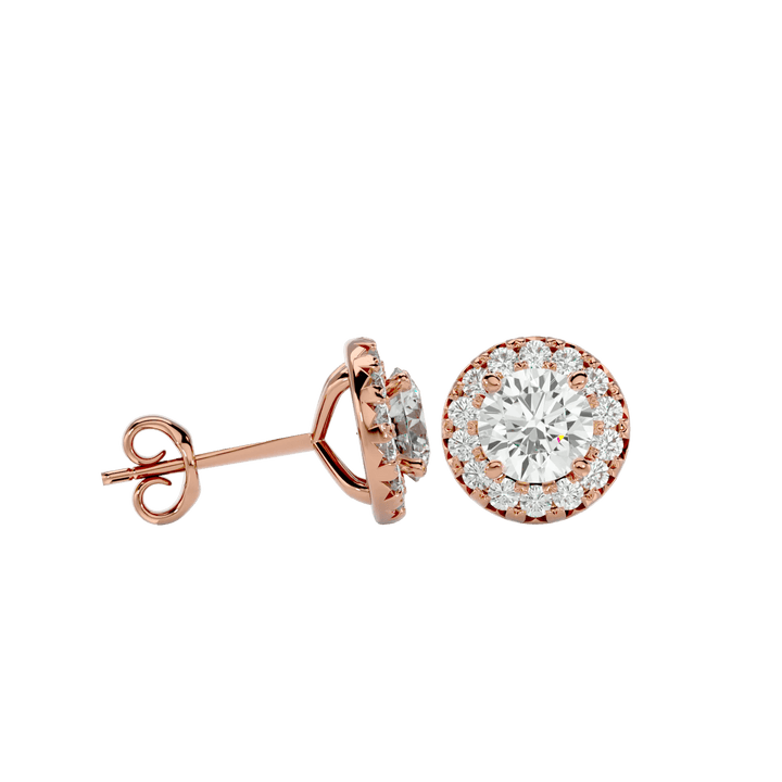 Sirius Round Stud Earrings - Rose Gold - Ice Dazzle - VVX™ Diamond - Solitaire Earrings