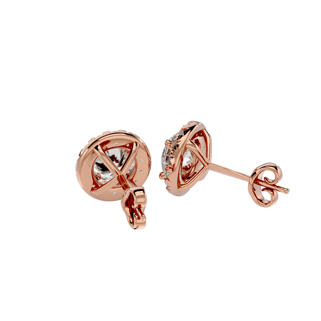 Sirius Round Stud Earrings - Rose Gold - Ice Dazzle - VVX™ Diamond - Solitaire Earrings